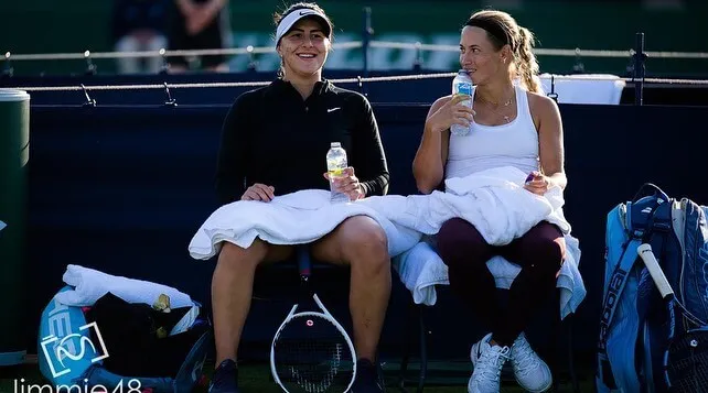 in double women tennis Yulia Putintseva with Bianca Andreescu