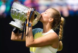 Petra Kvitova Celebrating Eastbourne International Winning Moments